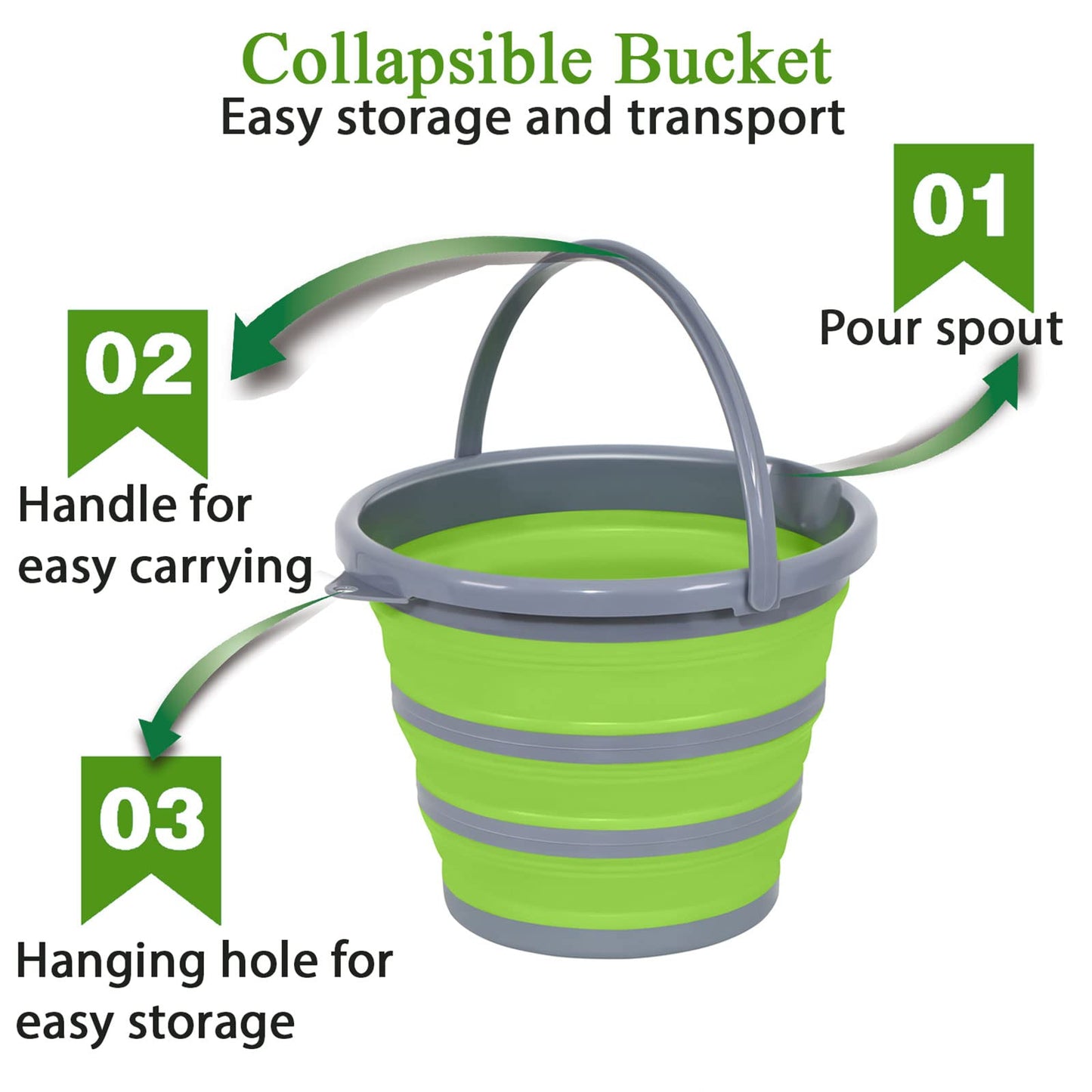 GreatCool Car Wash Collapsible Bucket with 3-in-1 Car Wash Mitt