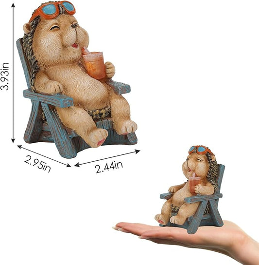 Hedgehog Statue Outdoor Solar Garden Decor for Outside Lawn Yard Patio, Home Office Valentine's Day Decorations Indoor Lights, Ideal Ornaments Birthday Gifts for Mom Women Grandma