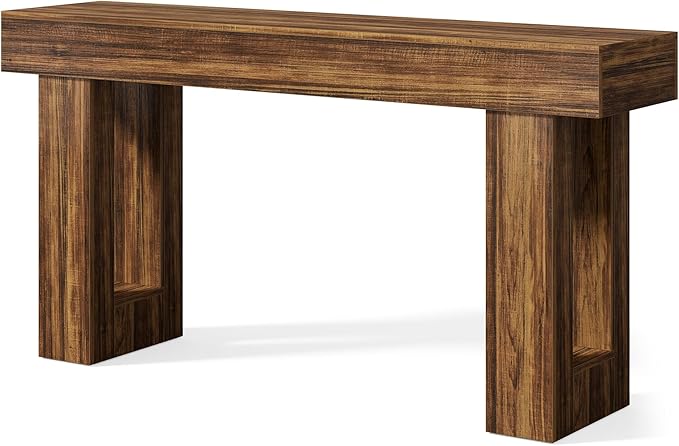 LITTLE TREE 63-Inch Long Console Tables for Entryway, Large Sofa Table Behind Couch, Wooden Entry Foyer Hallway Table, Industrial Console Sofa Tables for Living Room, Rustic Brown