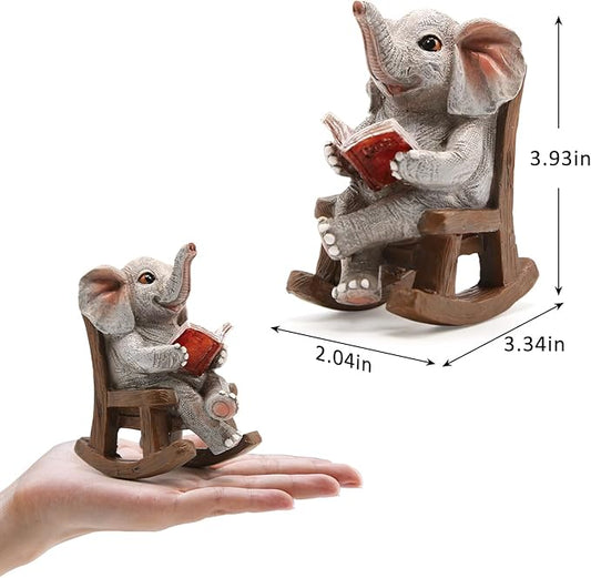 Garden Statues Elephant Outdoor Decor Lights, Lucky Miniature Elephant Statue Solar Garden Decor for Patio,Porch,Home Yard Decor Elephant Gifts for Mom,Women, 2.04"x3.34"x3.93"