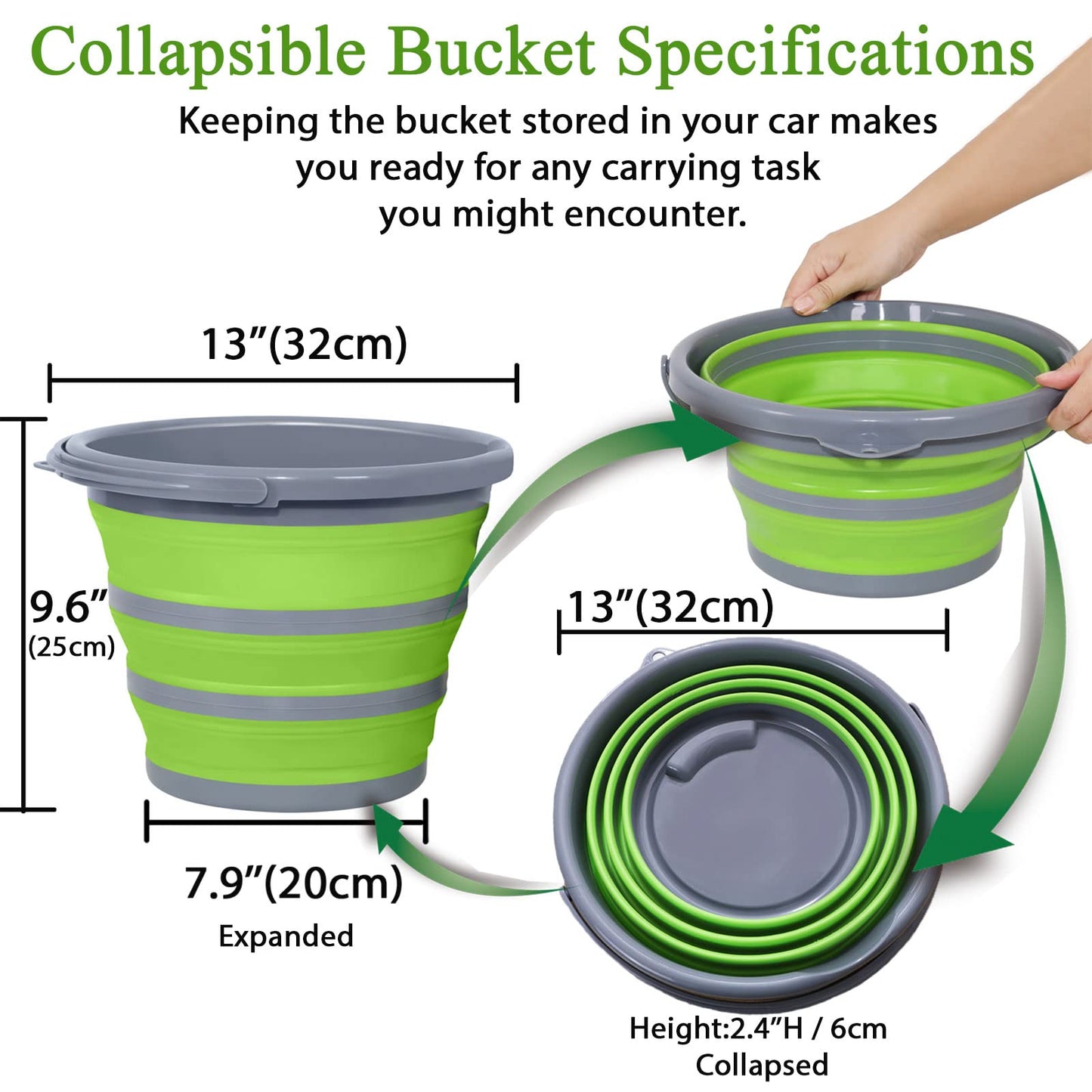 GreatCool Car Wash Collapsible Bucket with 3-in-1 Car Wash Mitt