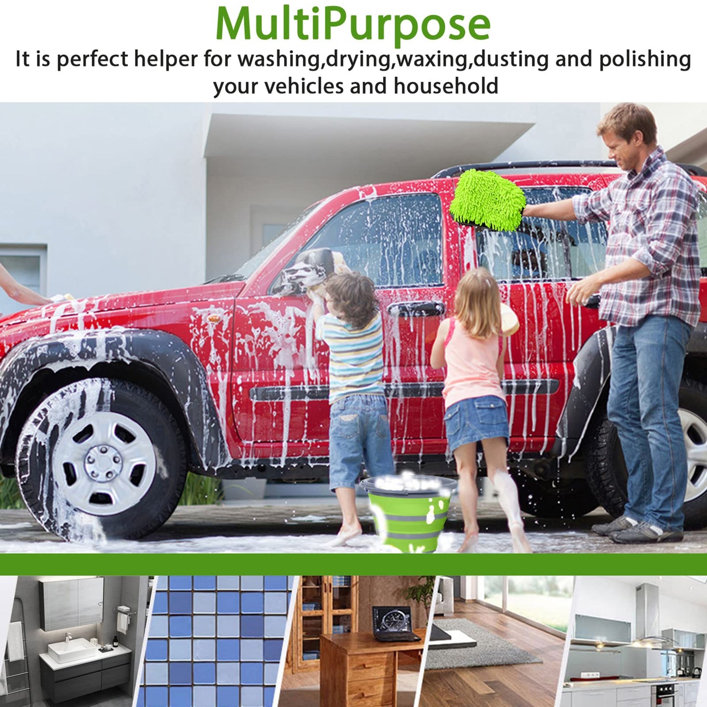 GreatCool Car Wash Collapsible Bucket with 3-in-1 Car Wash Mitt