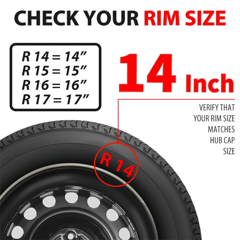 14Inch Arachnid Style Universal Hubcap R14 Wheel Covers For Cars - Set Of 4 Fits Most Cars Automobile Full Rim Cover Accessories