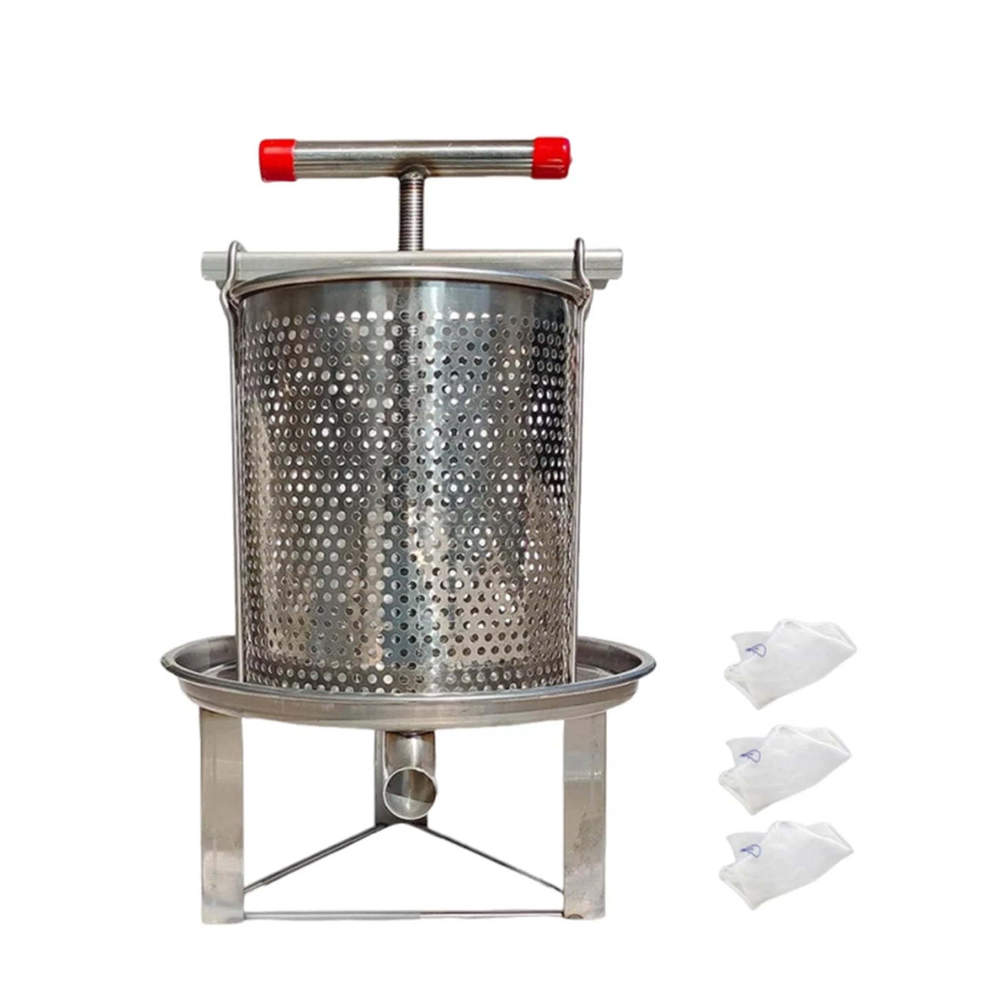 Honey Press Machine with Cover Manual Metal Honey Extractor Beekeeper Equipment Portable for Household Farmhouse Beekeeping