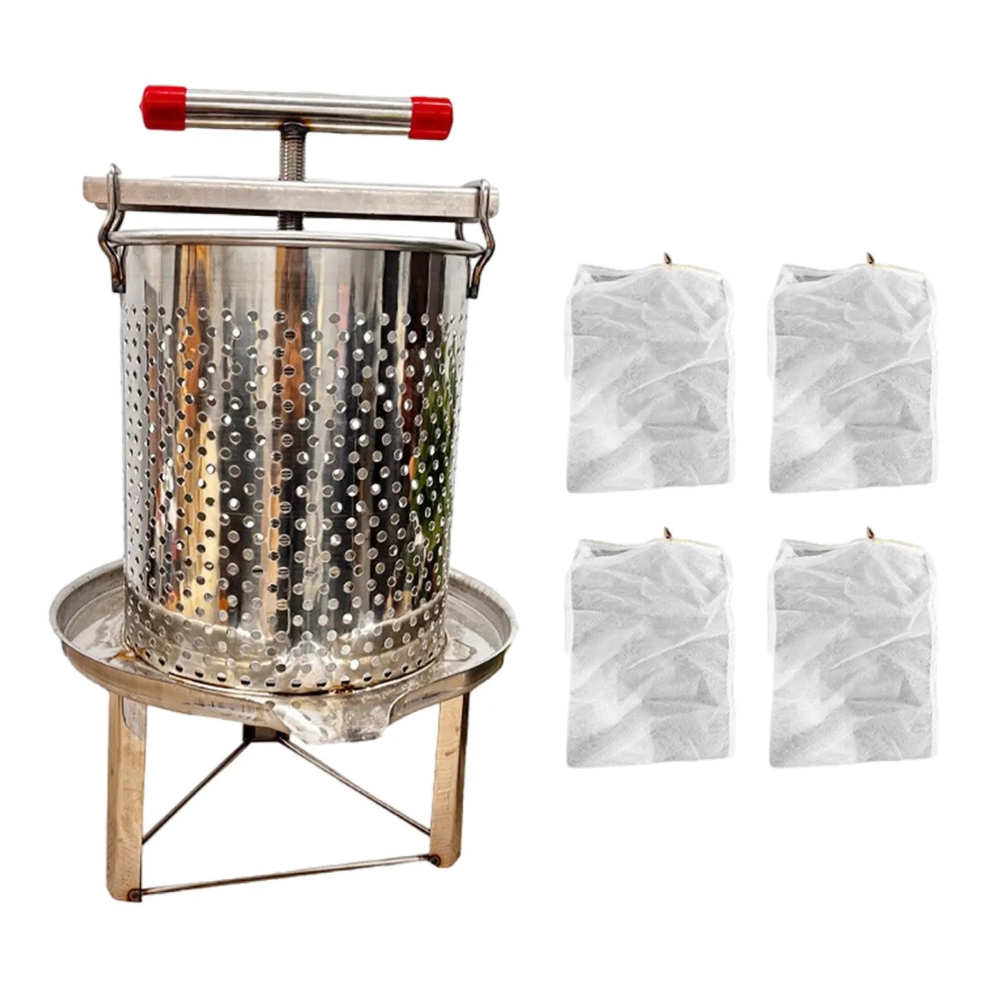 Honey Press Machine with Cover Manual Metal Honey Extractor Beekeeper Equipment Portable for Household Farmhouse Beekeeping