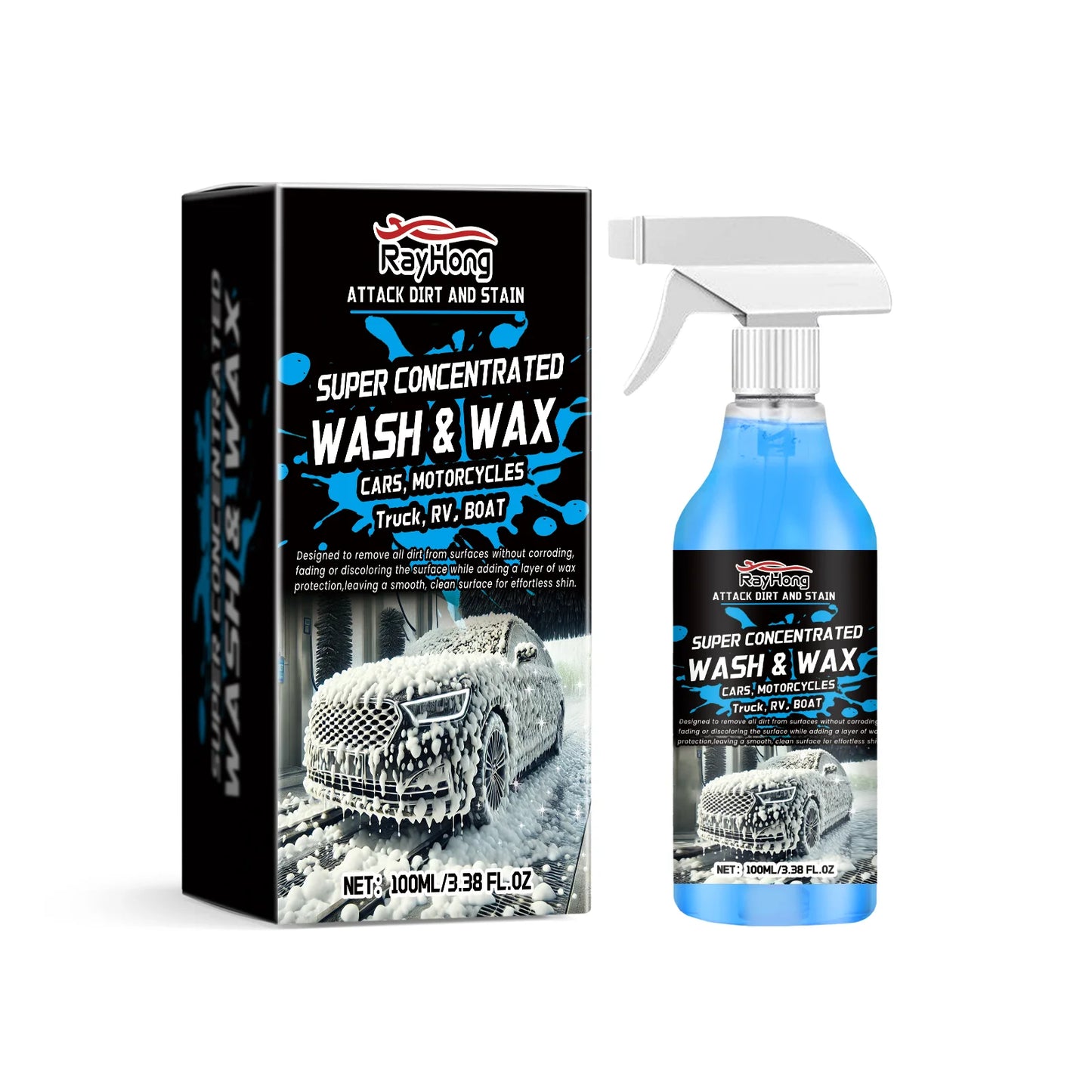 Rayhong 100ml Car Wash Foaming Cleaner Car Paint Care Remove Stain Dir
