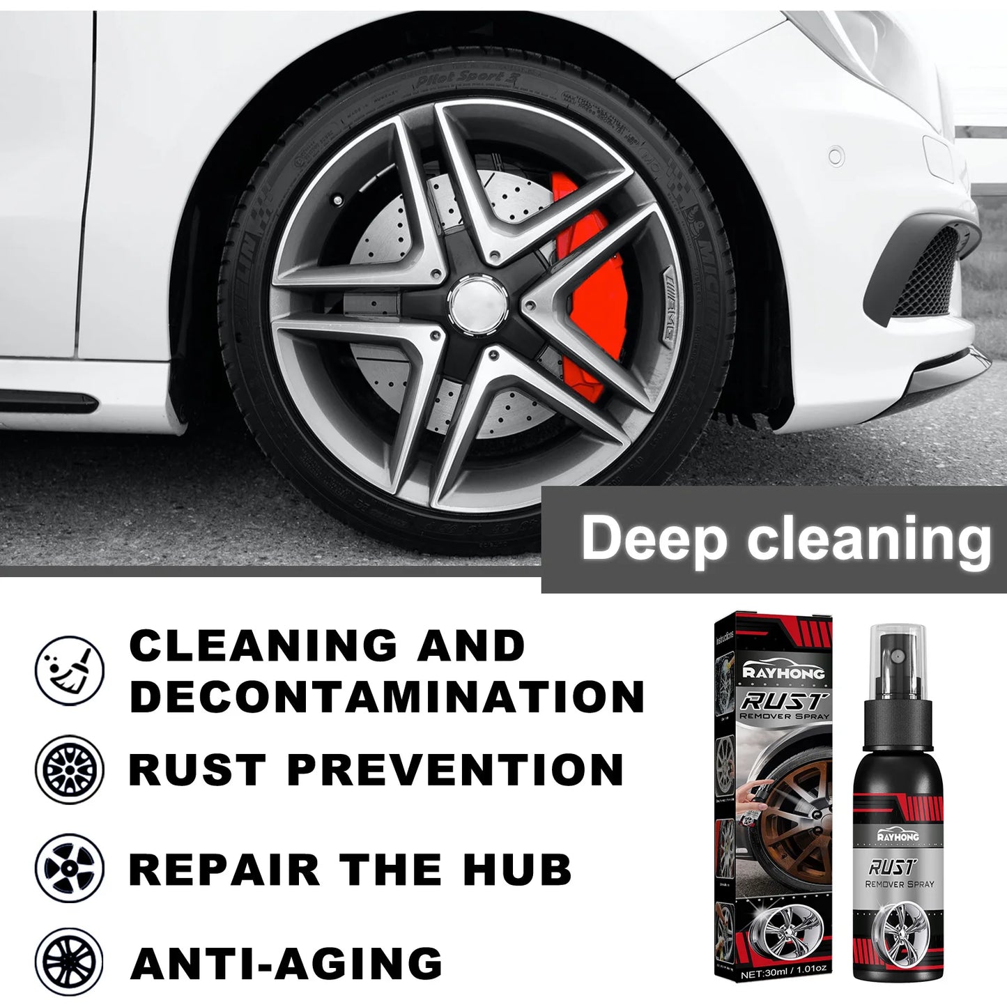 Metal Chrome Paint Clean Super Rust Remover Cleaner Derusting Spray 30ml Car Rust Removal Spray for Car Maintenance Cleaning