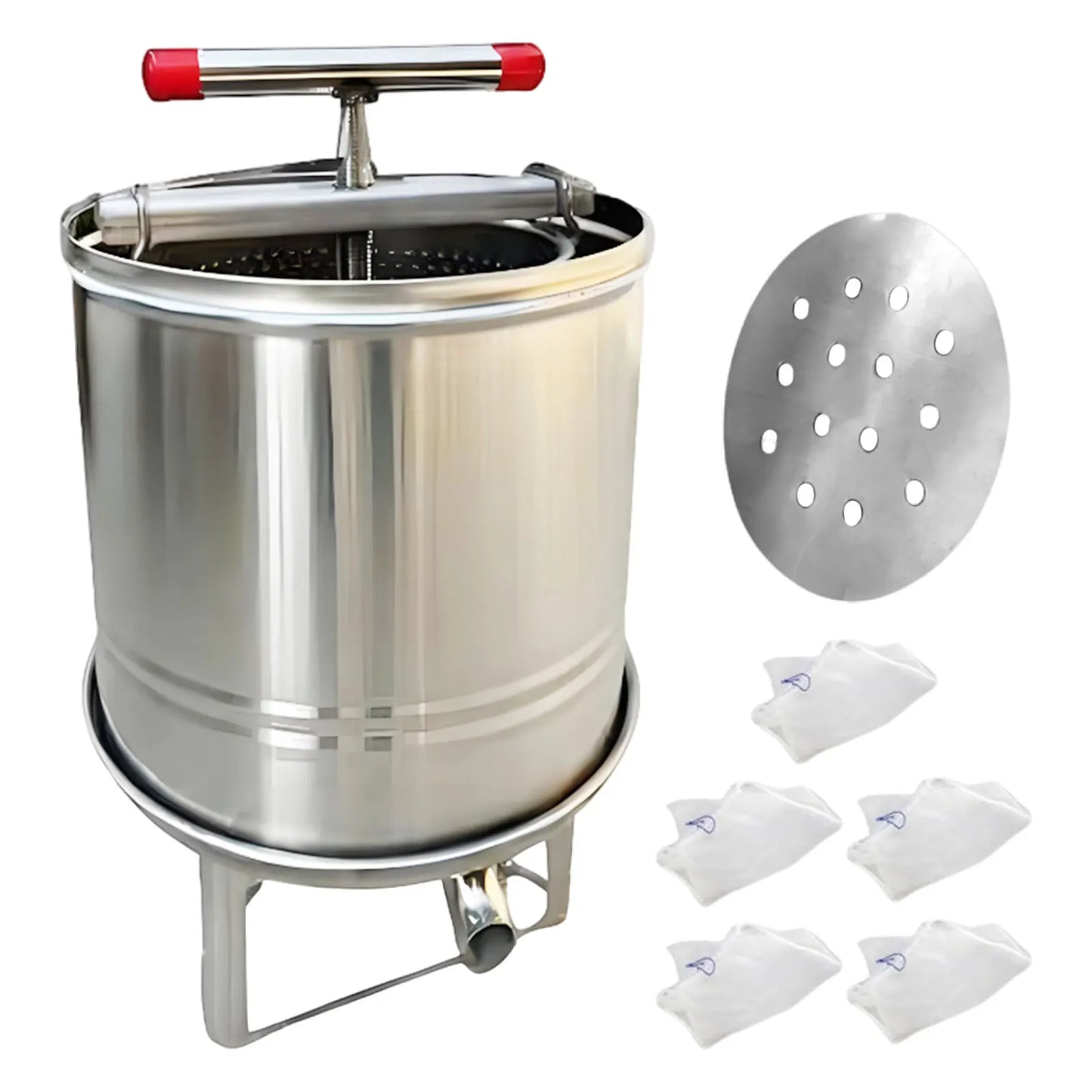 Honey Press Machine with Cover Manual Metal Honey Extractor Beekeeper Equipment Portable for Household Farmhouse Beekeeping