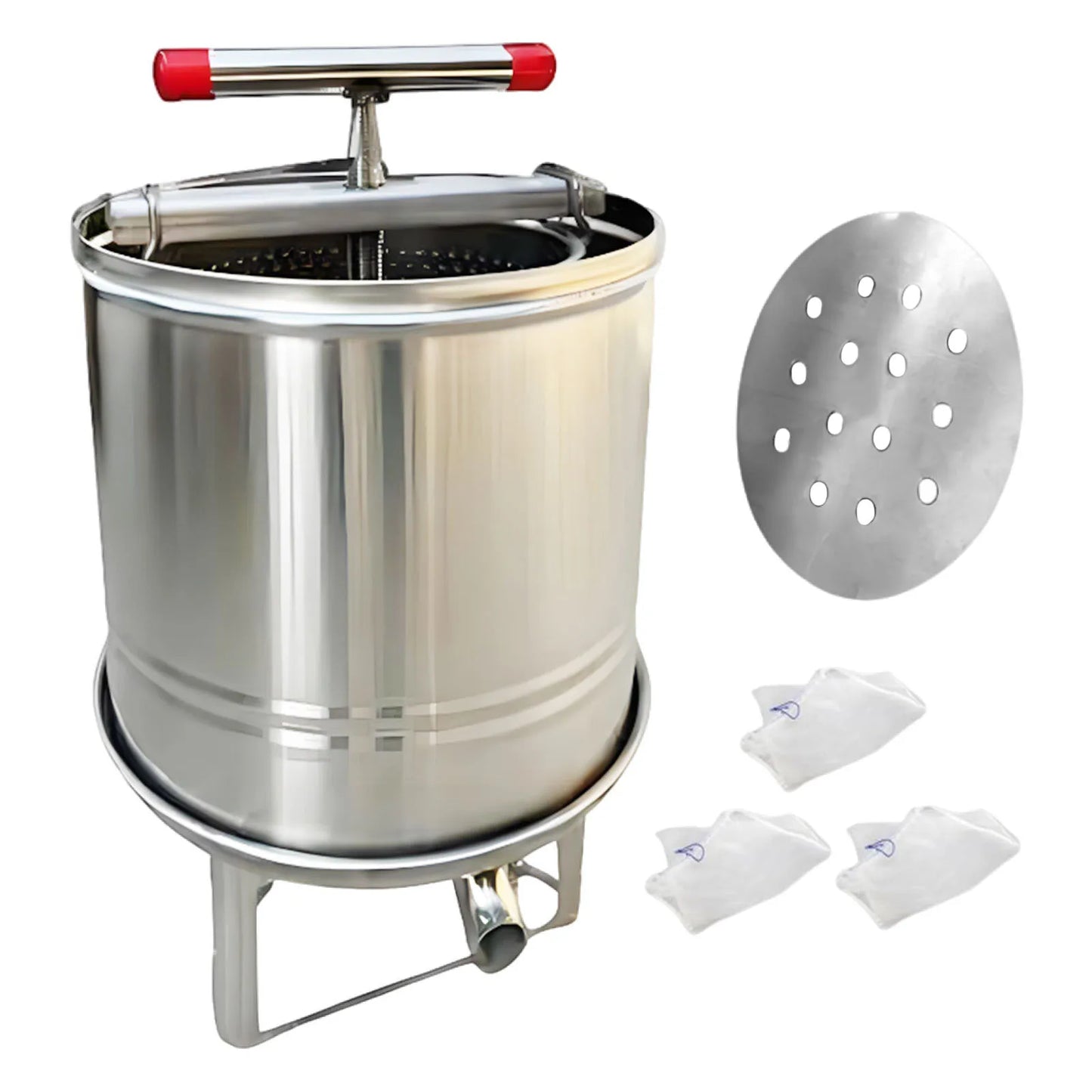 Honey Press Machine with Cover Manual Metal Honey Extractor Beekeeper Equipment Portable for Household Farmhouse Beekeeping