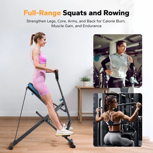 MERACH 2-in-1 Foldable Squat & Rowing Machine - Home Glute & Leg Trainer