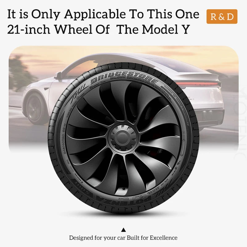 21 Inch Wheel Hub Protection For Tesla Model Y 2020-2024 Performance Rim Patch Protectors ABS Wheel Covers hubcaps