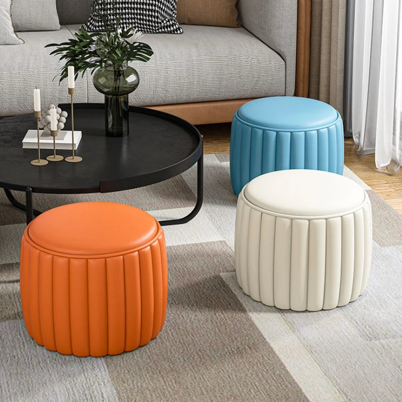 Pink Sofa Stool Customizable Stool with 4 Legs Blue Solid Pine Stool Living Room