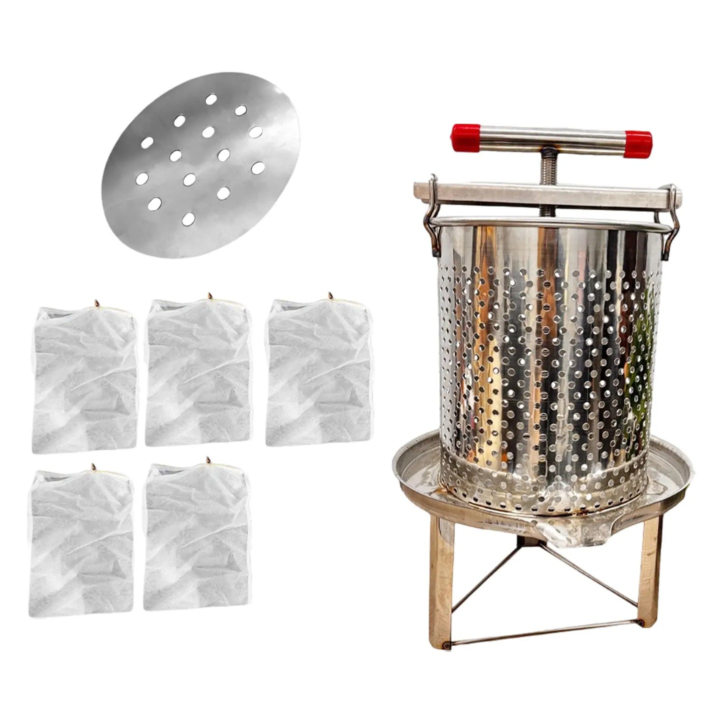 Honey Press Machine with Cover Manual Metal Honey Extractor Beekeeper Equipment Portable for Household Farmhouse Beekeeping
