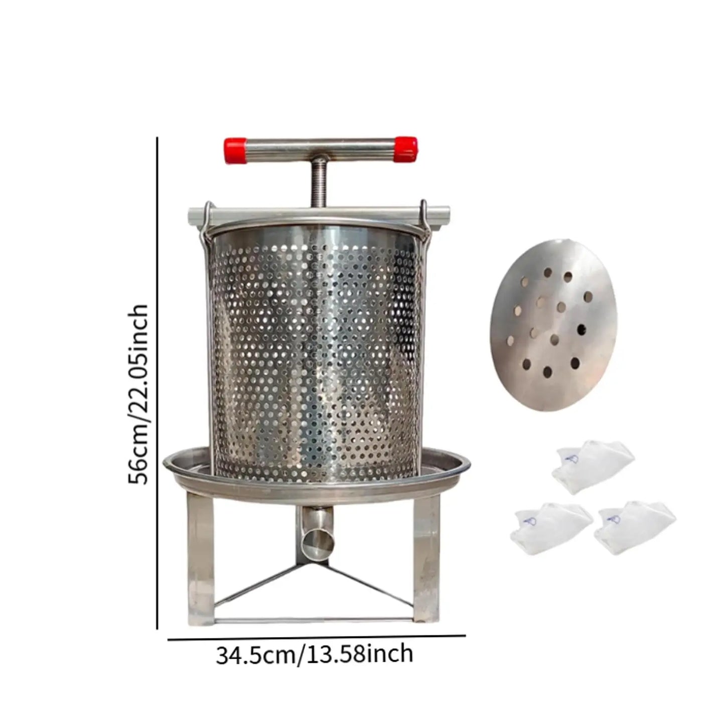 Honey Press Machine with Cover Manual Metal Honey Extractor Beekeeper Equipment Portable for Household Farmhouse Beekeeping