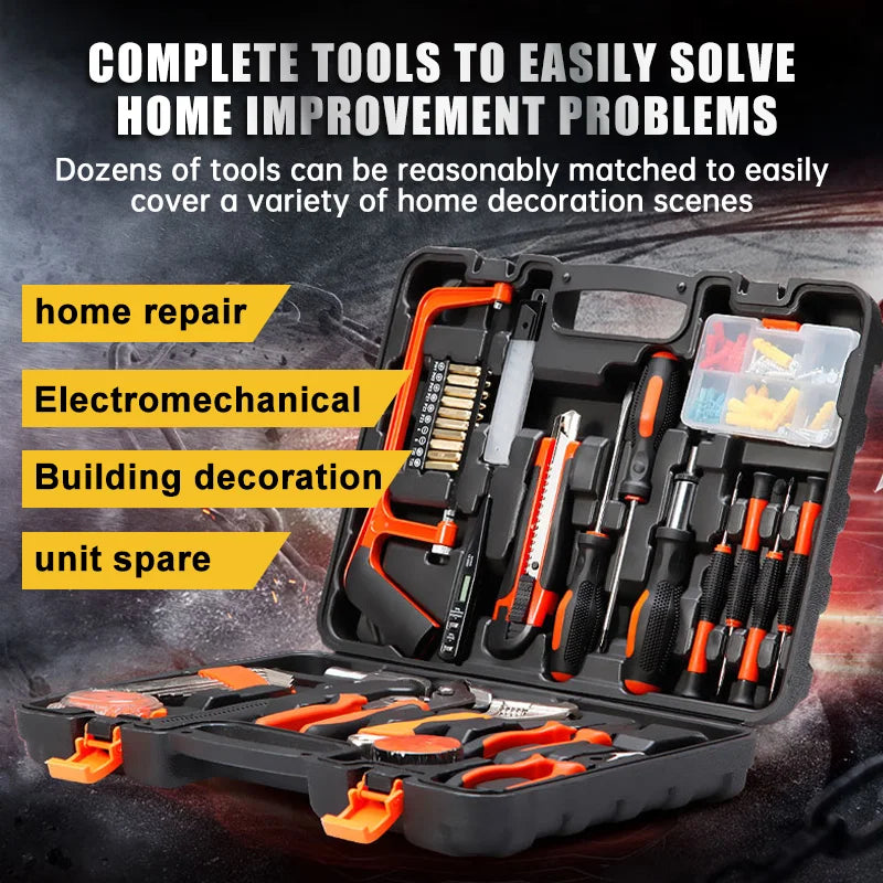 82-Piece Black Tool Kit, Comprehensive and Durable for Home and Auto Repair