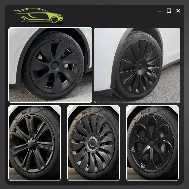 4PCS Design for TESLA Model Y 2020-2024 Vehicle Full Coverage Blade Wheel Cover Cap 19 Inches Hubcaps Automobile Accessories