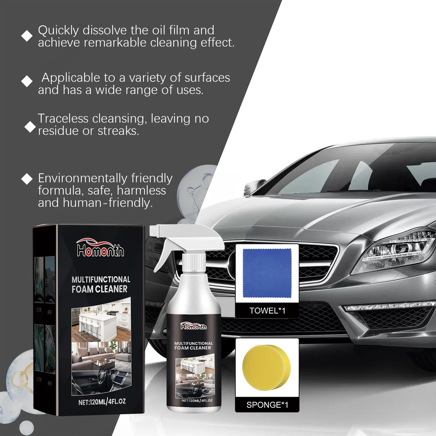 Homonth 120ml Car Glass Oil Film Cleaner Spray Enhancing Visibility St