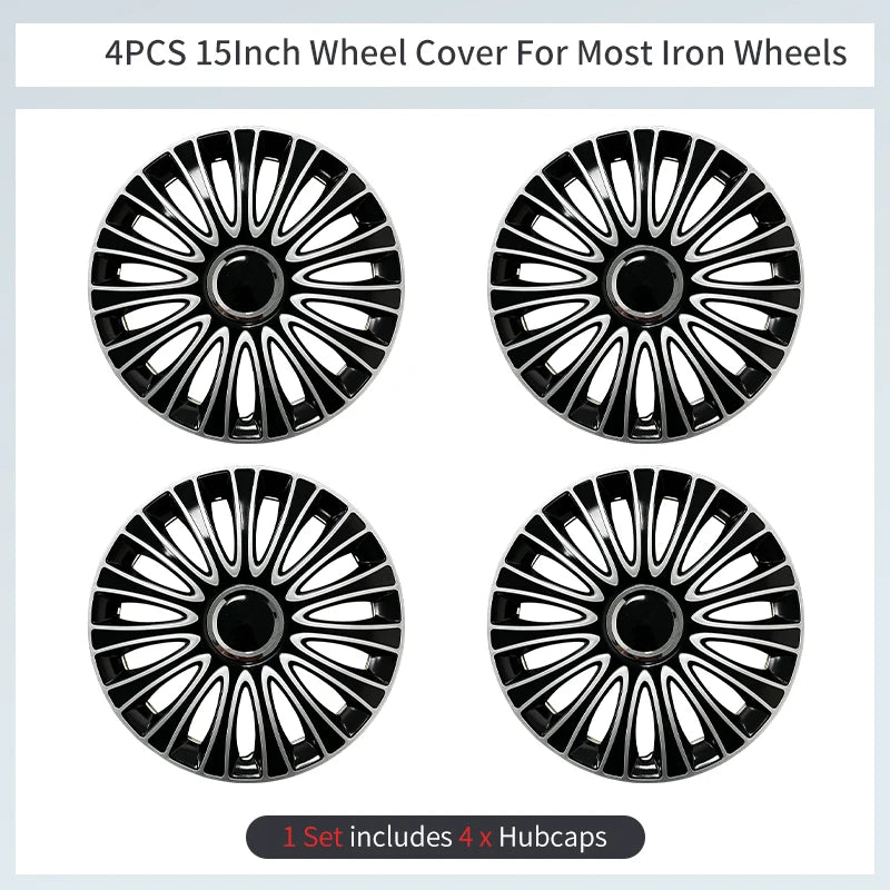 15inch Dagger Style Hub Cap Cover for Iron Rim Wheel Cover Set of 4 Steel Wheel Cover Replacement Hubcap for R15 Tire