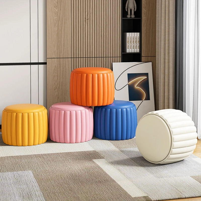 Pink Sofa Stool Customizable Stool with 4 Legs Blue Solid Pine Stool Living Room