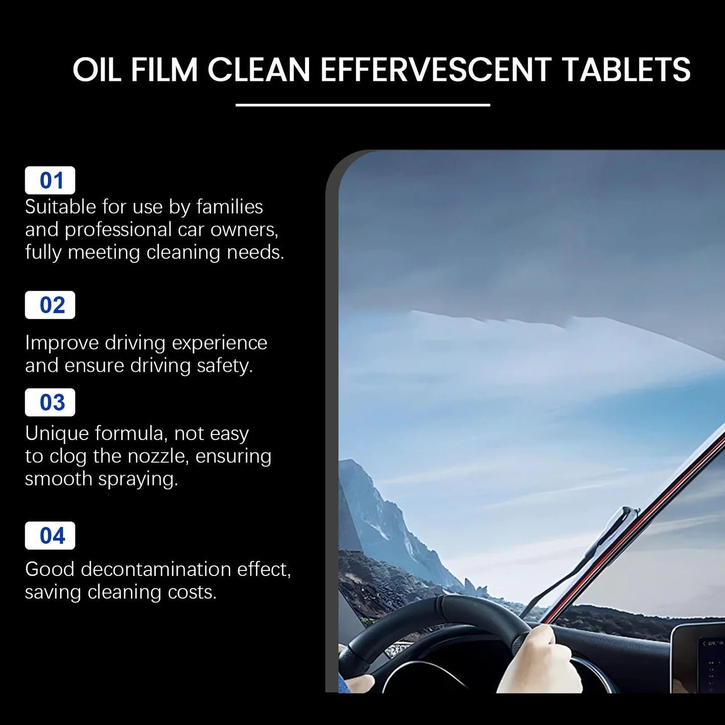 Homonth 20pcs Car Window Oil Film Remover Windshield Cleaner Auto Glass Polishing Stains Remove Wiper Fluid Tablets Car Care