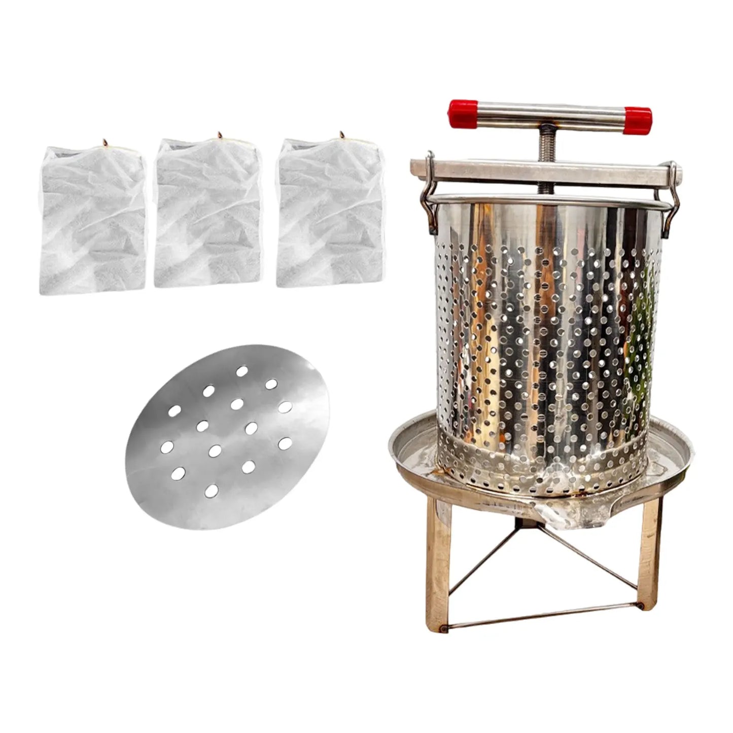 Honey Press Machine with Cover Manual Metal Honey Extractor Beekeeper Equipment Portable for Household Farmhouse Beekeeping