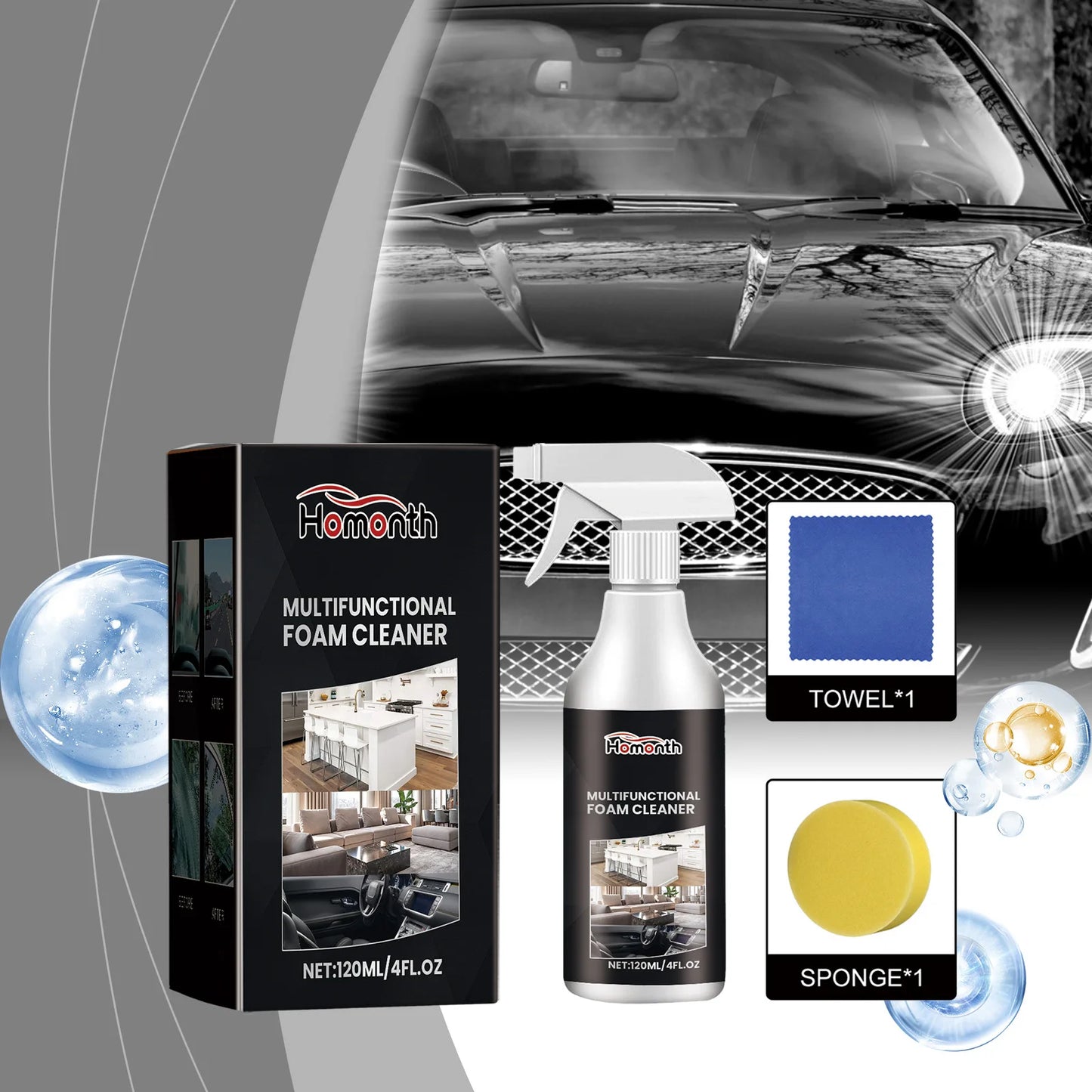 Homonth 120ml Car Glass Oil Film Cleaner Spray Enhancing Visibility St
