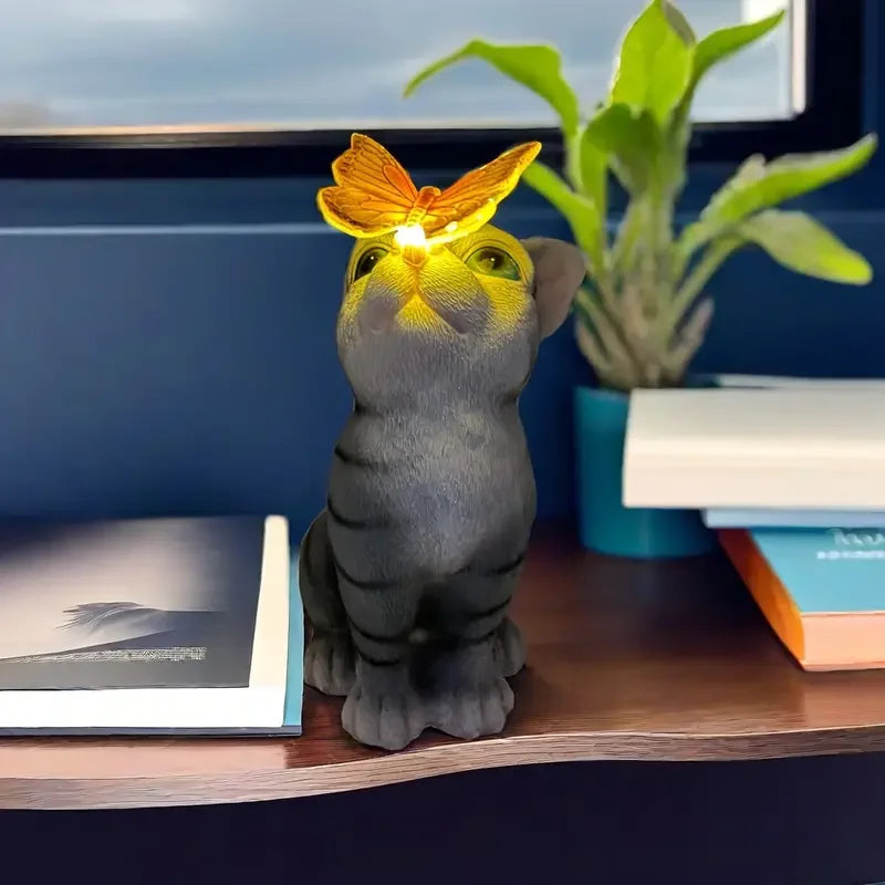 Cute Solar-Powered Kitten Lights - Waterproof Garden Decor - Durable Cloth Landscape Lighting for Courtyard & Outdoor Spaces
