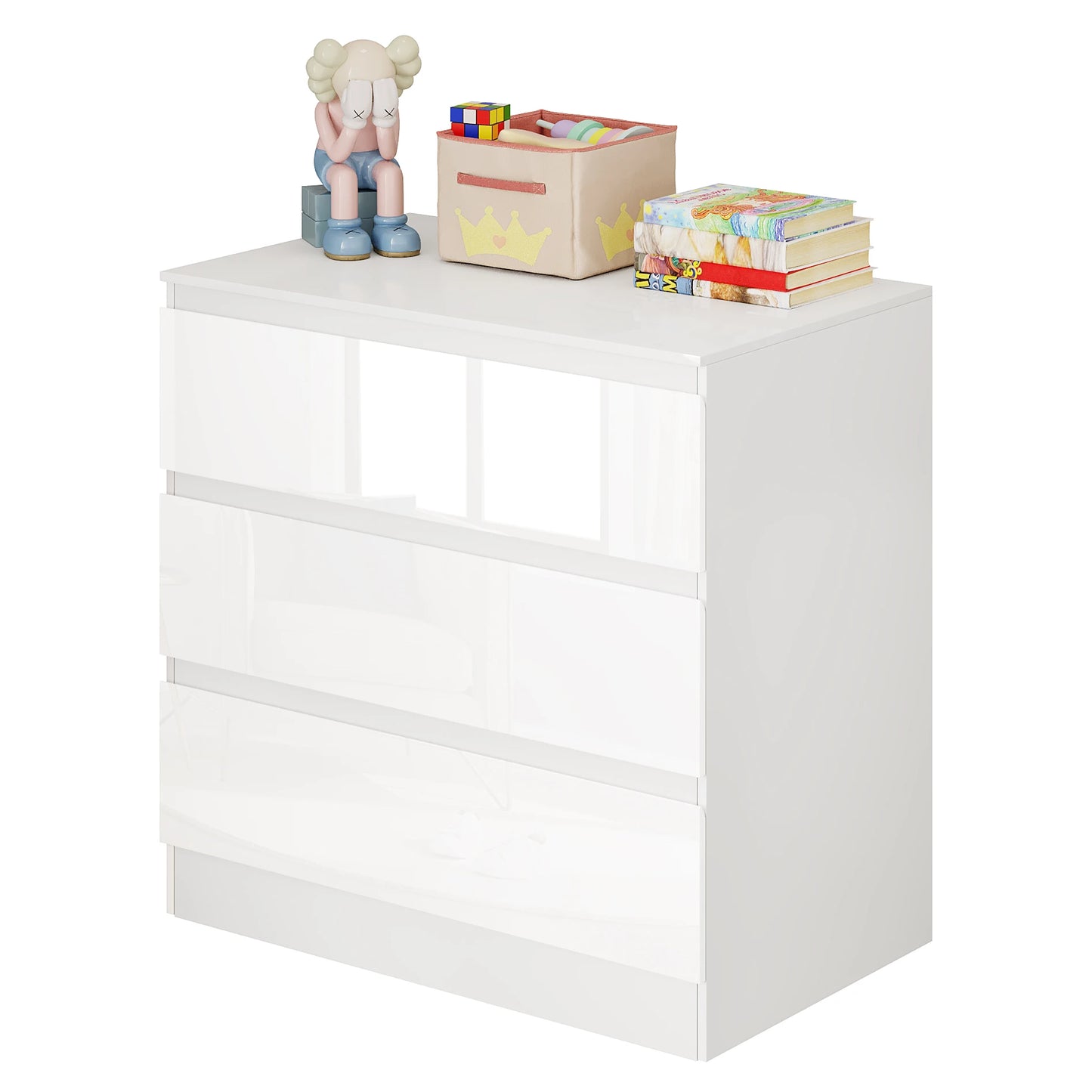 WOLTU 3-Drawer Chest Storage Cabinet Bedroom Wardrobe Sideboard Particleboard Bedside Table for Living Room Study Bedroom