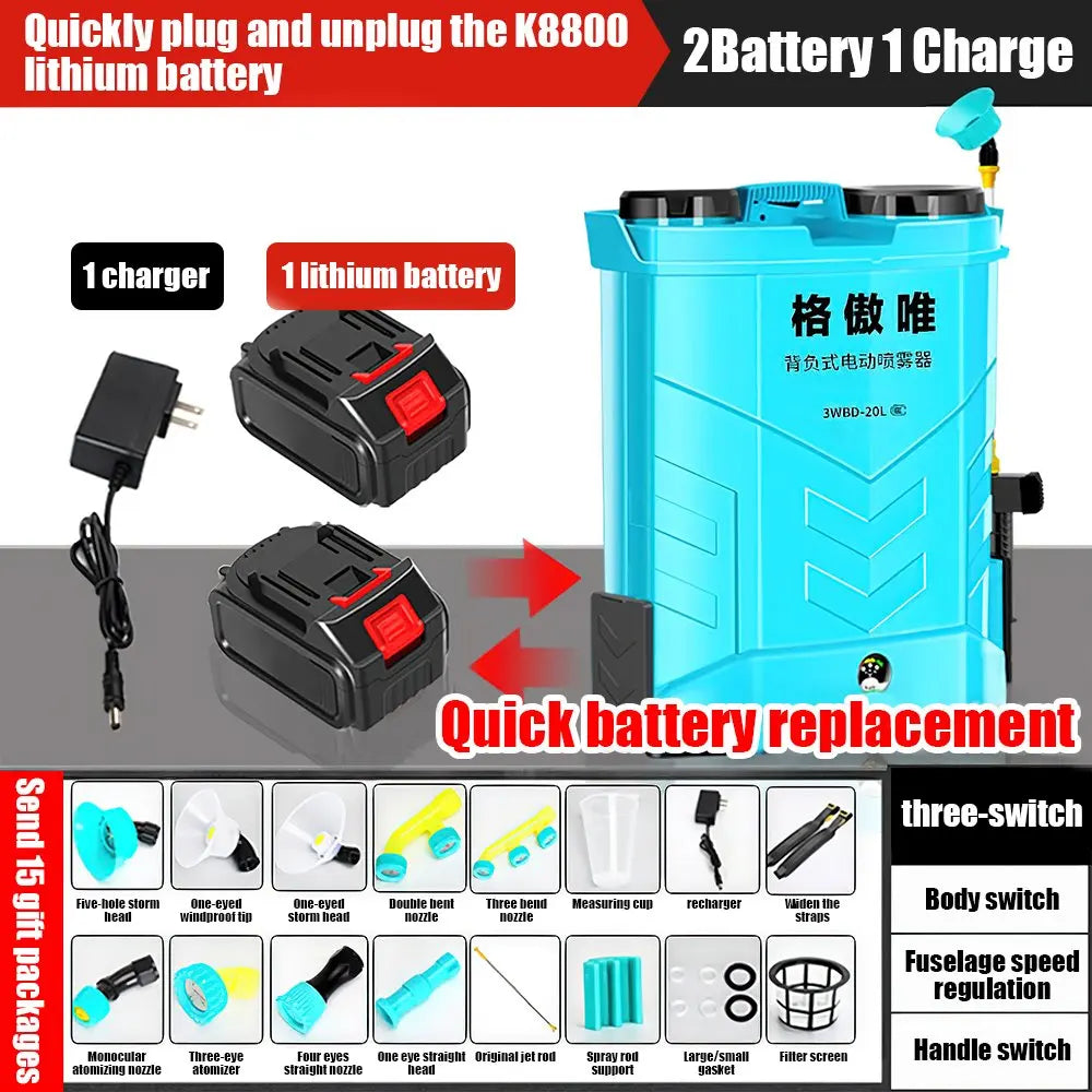 Quick Replacement Lithium Battery Electric Sprayer Intelligent Pesticide Dispenser Agricultural Garden Irrigation Sprayer 20L