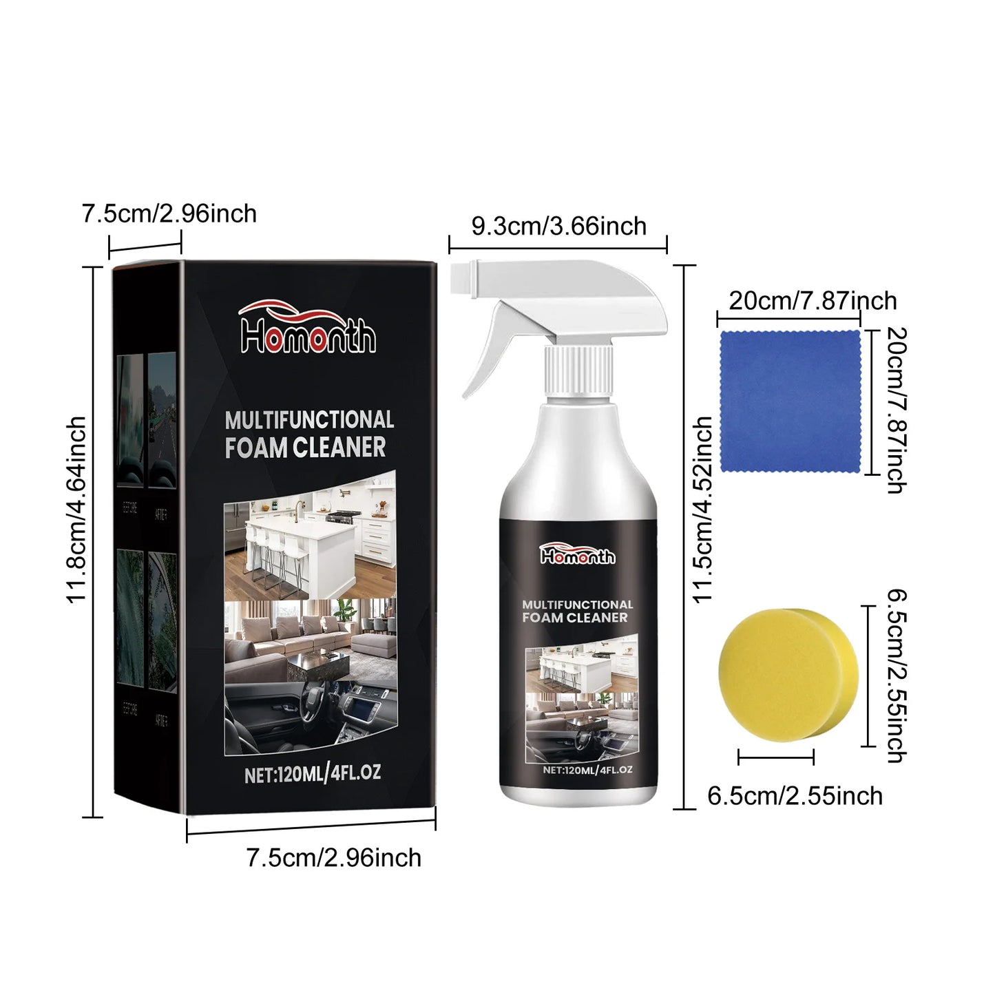 Homonth 120ml Car Glass Oil Film Cleaner Spray Enhancing Visibility St