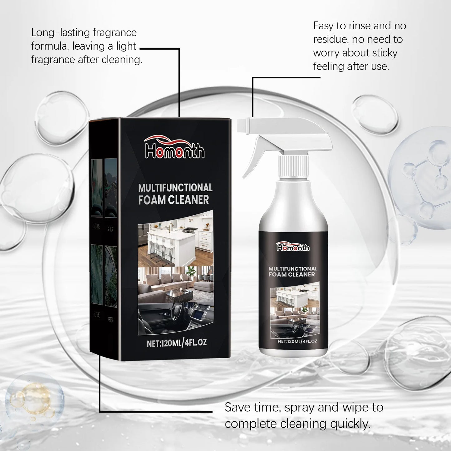 Homonth 120ml Car Glass Oil Film Cleaner Spray Enhancing Visibility St