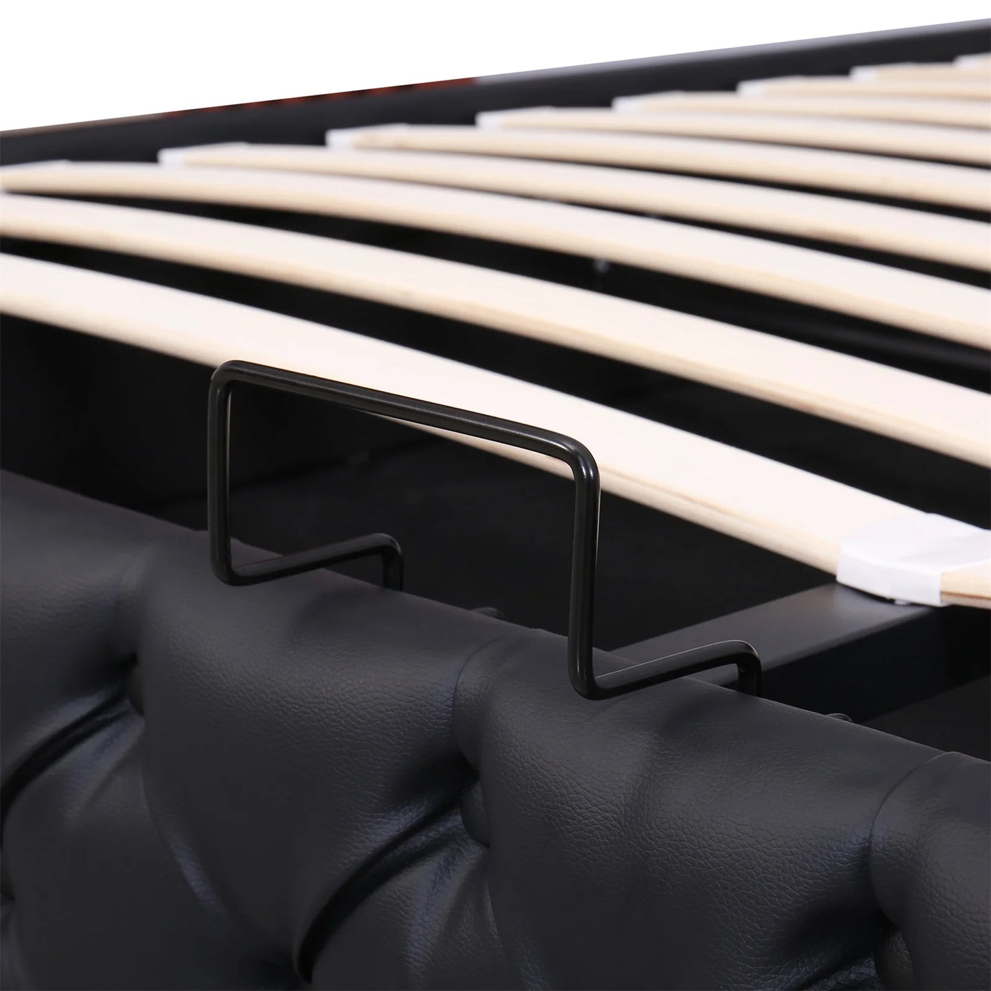 Adult chest bed 180x200 cm, double bed with slatted box and LED lighting, PU bed headboard PU, Black