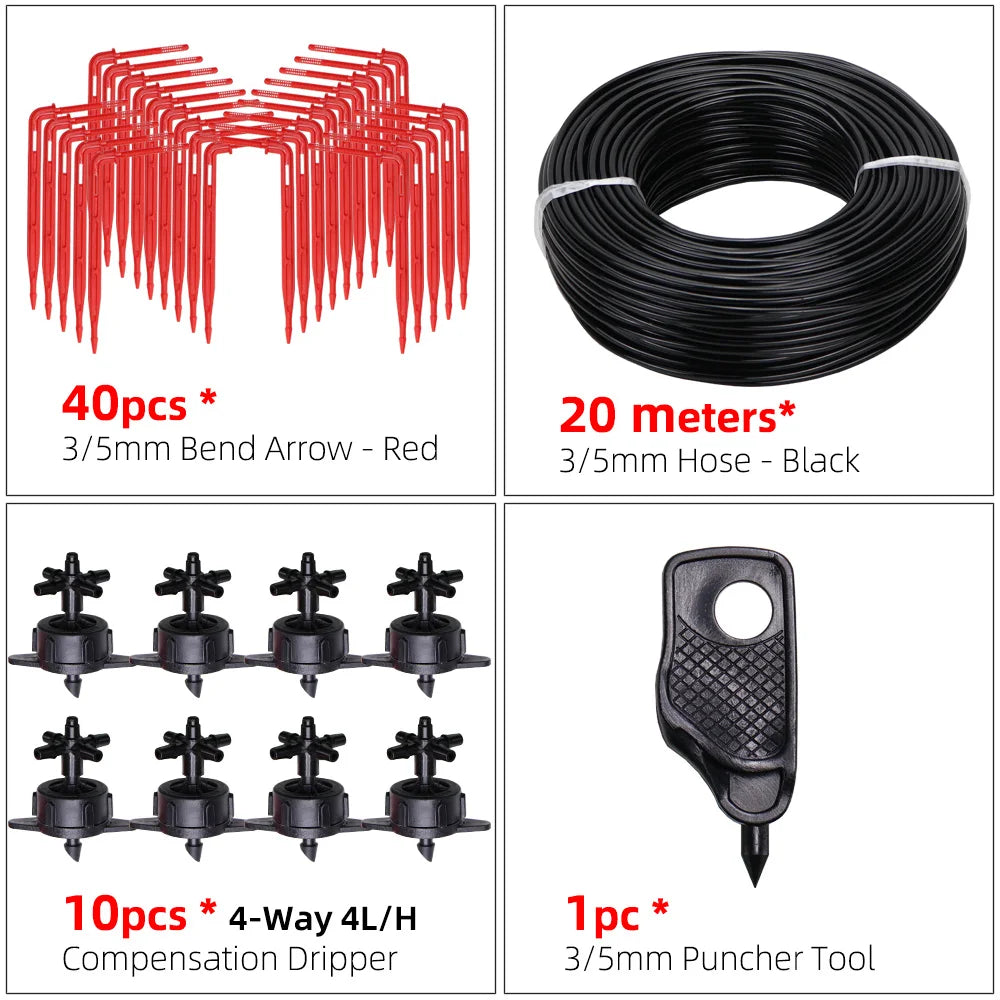 Greenhouse drip irrigation 4-way drip arrow 2-way transmitter irrigation system Potted plants with greenhouse suite 10set 20set