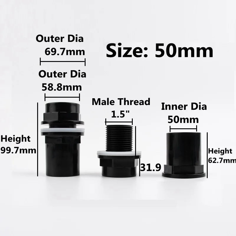 20-50mm PVC Pipe Thicken Connectors Fish Tank Pipe Drainage Connector Garden Drain UPVC Pipe Adapter Water Supply Pipe Fittings