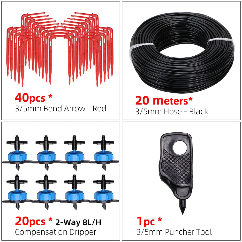 Greenhouse drip irrigation 4-way drip arrow 2-way transmitter irrigation system Potted plants with greenhouse suite 10set 20set