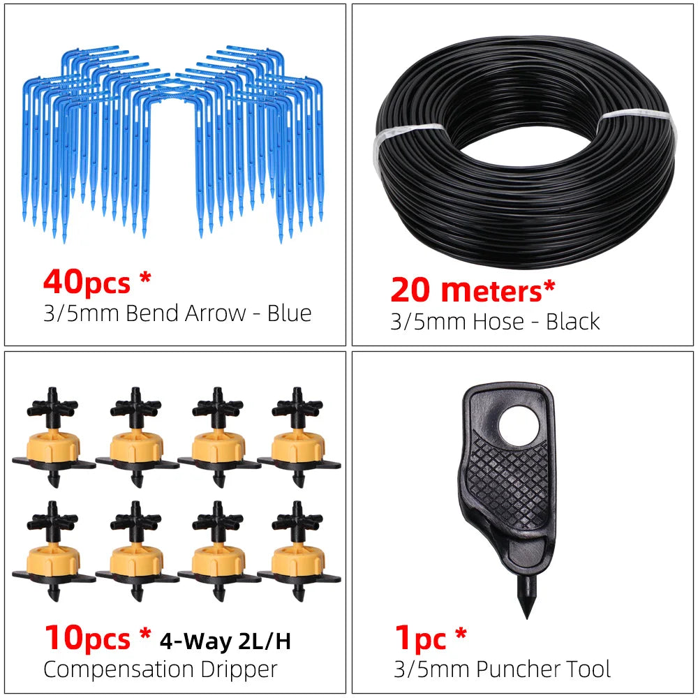 Greenhouse drip irrigation 4-way drip arrow 2-way transmitter irrigation system Potted plants with greenhouse suite 10set 20set