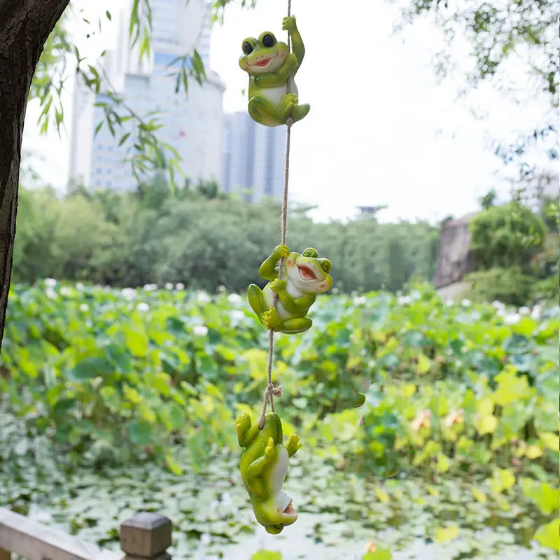3pcs/Set Creative Cute Hang Frogs Tortoise Resin Statue Garden On Tree Decorative Pendant Indoor Outdoor Decor Ornament