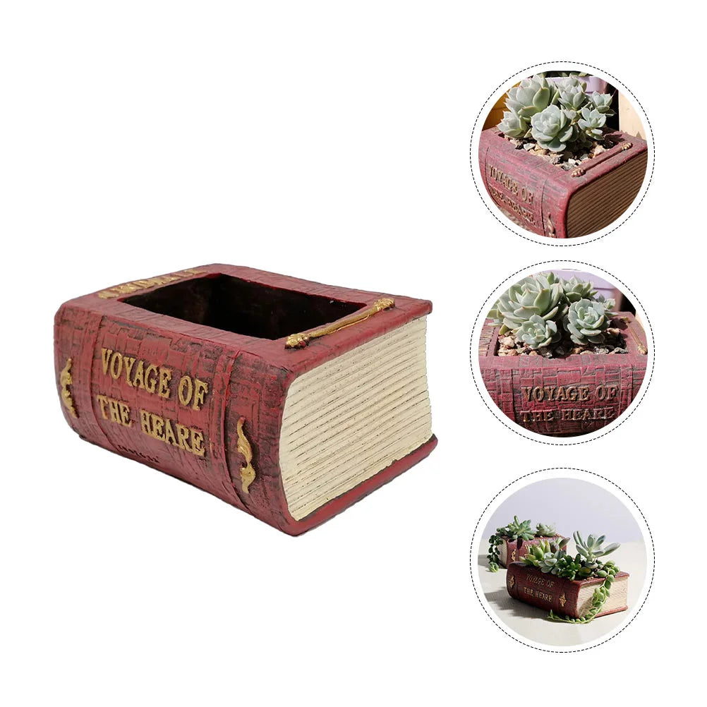 Mini Resin Book Design Flowerpot Bonsai Plant Container Desktop Decor Garden Balcony Office Decoration Gift Friends Indoor