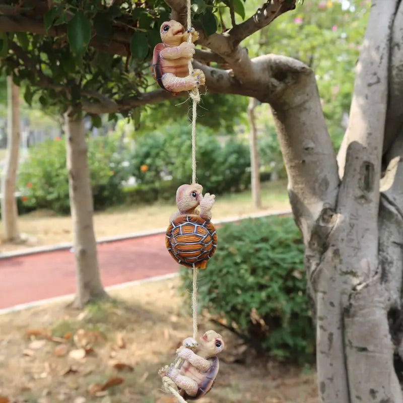 3pcs/Set Creative Cute Hang Frogs Tortoise Resin Statue Garden On Tree Decorative Pendant Indoor Outdoor Decor Ornament