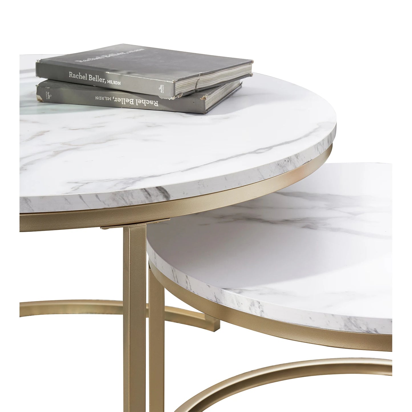 2 in 1 Marble Texture 80cm Coffee Table For Living Room Sofa Side Round Tea Desk Wooden Combination Home Furniture Metal Bracket