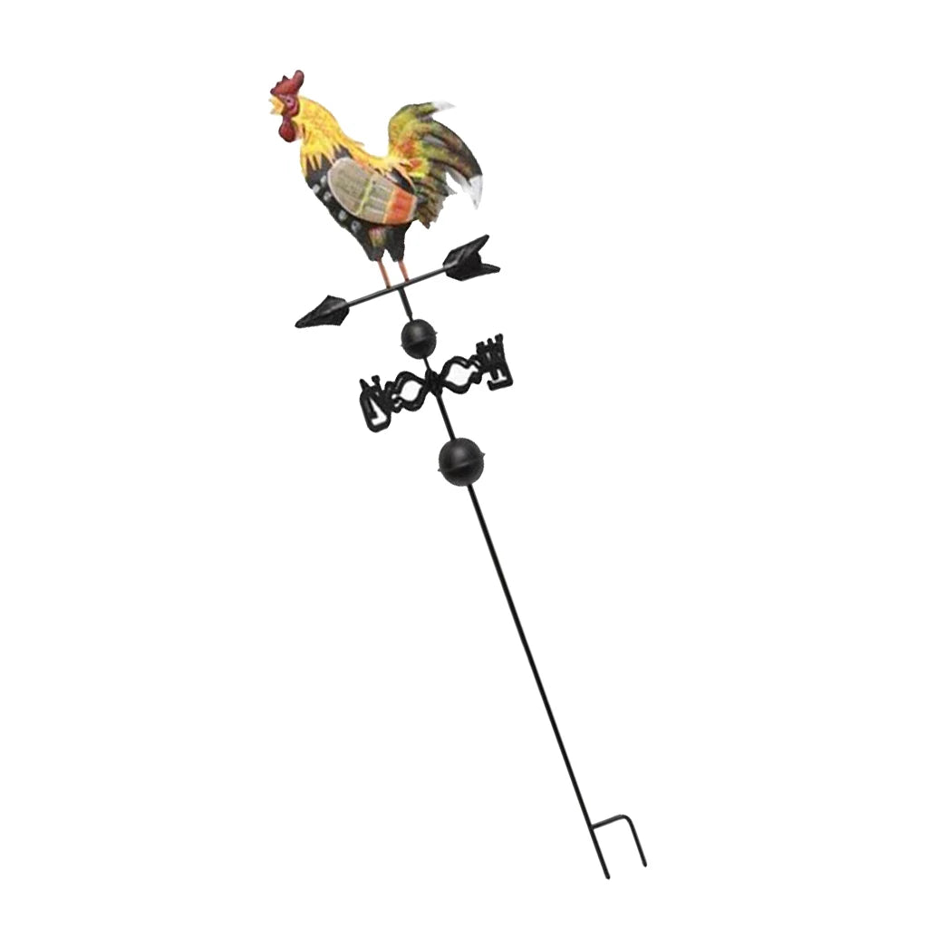 Iron Rooster Weather Vane Metal Weather Vane Painted Ornament For Roof Shack Indicating Wind Direction Yard Decor Cock Decorated