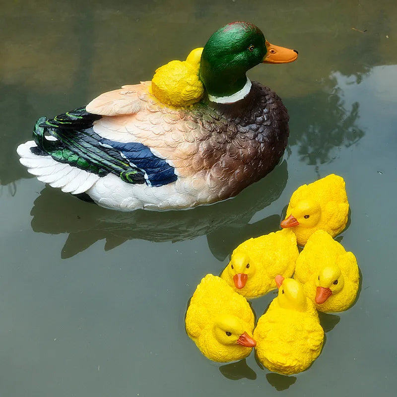 Cute Resin Floating Duck Statue Outdoor Garden Pond Fish Tank Decorative Swimming Wild Duck Sculpture For Garden Decor Ornament