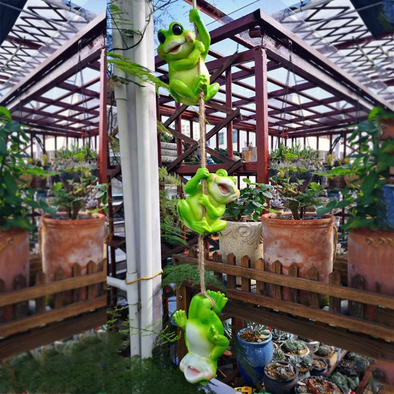 3pcs/Set Creative Cute Hang Frogs Tortoise Resin Statue Garden On Tree Decorative Pendant Indoor Outdoor Decor Ornament