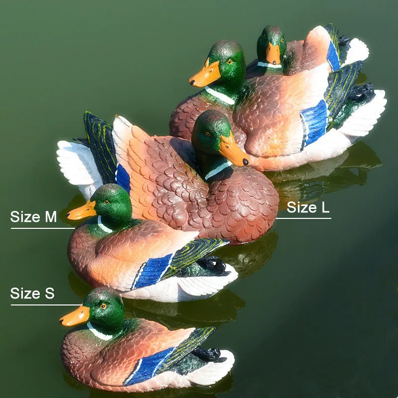 Cute Resin Floating Duck Statue Outdoor Garden Pond Fish Tank Decorative Swimming Wild Duck Sculpture For Garden Decor Ornament
