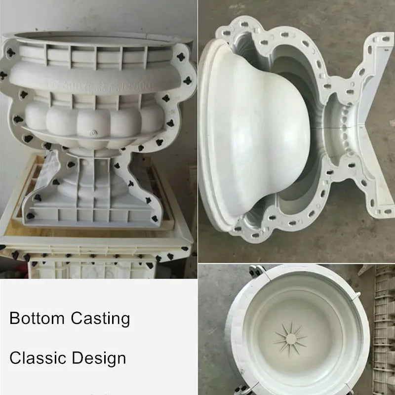 Classic Round Cement Flower Pot Mold, Durable ABS Plastic Planter, Round Cup Vase, Outdoors Bonsai Urn Mold, Dia 42cm/ 16.5in