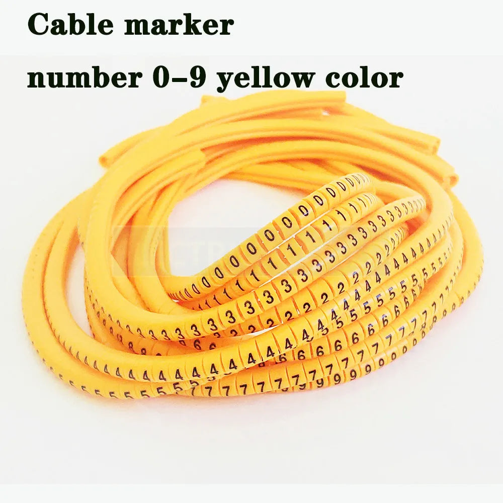 Cable Marker Wire Label EC-0 EC-1 1000pcs Mark Number 0 to 9 Cable Management Colored Wire Protection PVC Wire organizer Sleeves