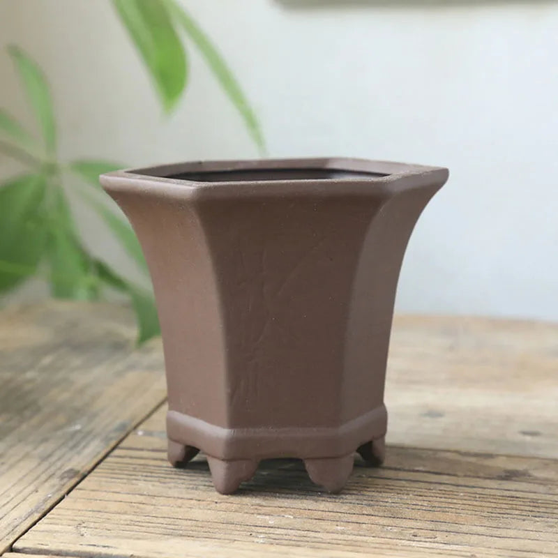Black Pottery Earthen Burn Ceramic Crafts Flowerpot Plum Orchid Bamboo Chrysanthemum Succulent Plant Pot Breathable Vase Decor