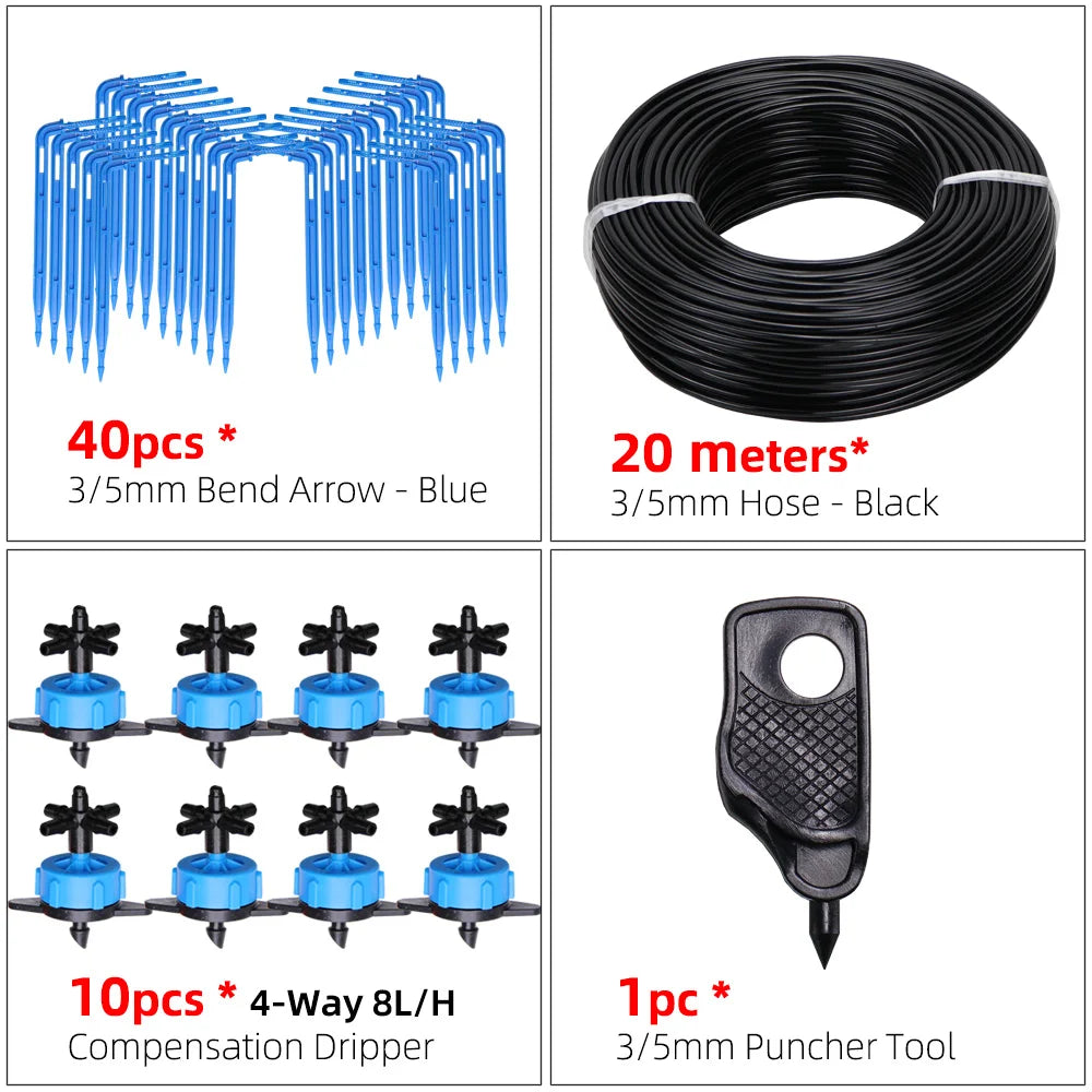 Greenhouse drip irrigation 4-way drip arrow 2-way transmitter irrigation system Potted plants with greenhouse suite 10set 20set