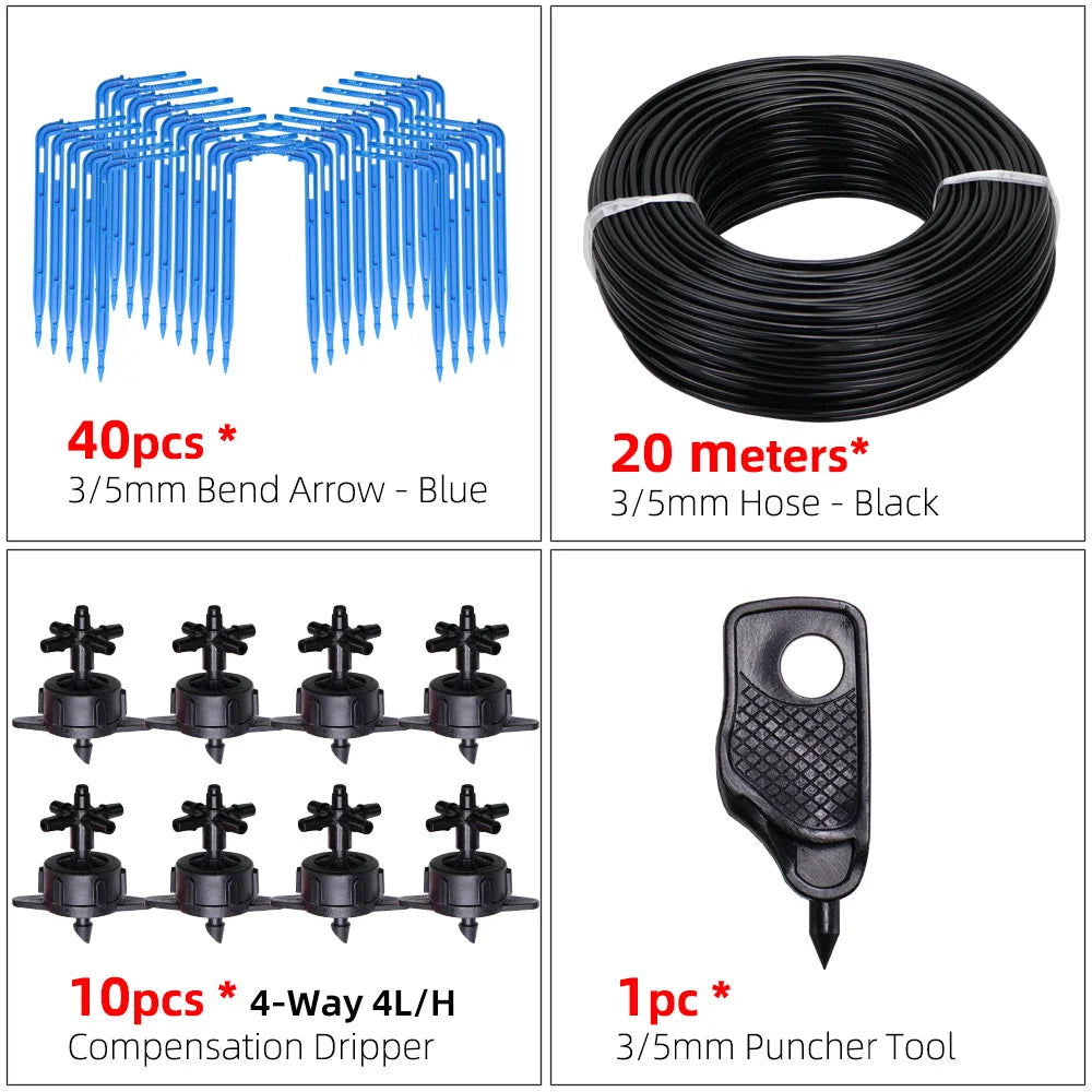 Greenhouse drip irrigation 4-way drip arrow 2-way transmitter irrigation system Potted plants with greenhouse suite 10set 20set