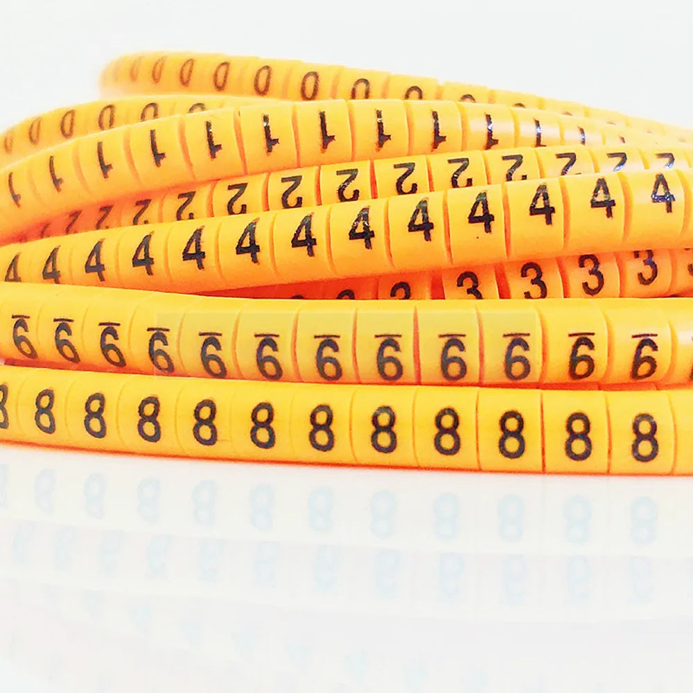 Cable Marker Wire Label EC-0 EC-1 1000pcs Mark Number 0 to 9 Cable Management Colored Wire Protection PVC Wire organizer Sleeves